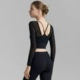 thumbnail image 4 of SWSMCLT Women's Long Sleeve Top Mesh Yoga Shirt Soft Fashion Cut Out Fitted Pull On Cami Crop Yoga Sheer Backless Black Small, 4 of 4