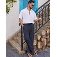thumbnail image 5 of COOFANDY Men's Linen Drawstring Pants Casual Summer Beach Cotton Linen Pants, 5 of 6