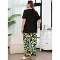 thumbnail image 7 of SHOWMALL Women's Plus Size Pajama Set Yellow Blue Floral 3X 2 Piece Loungewear Set Sleepwear for Spring Summer Fall, Short Sleeve Top and Printed Long Pants with Side Pockets, 7 of 7