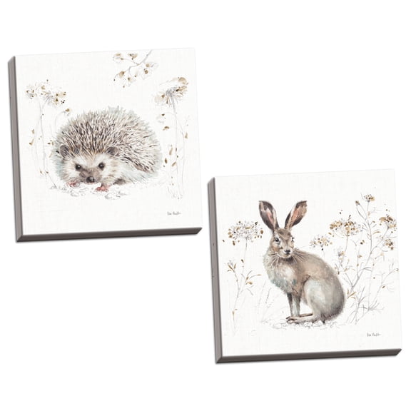 Gango Home Decor Shabby-Chic A Woodland Walk XII & XIII by Lisa Audit (Ready to Hang); Two 12x12in Hand-Stretched Canvases