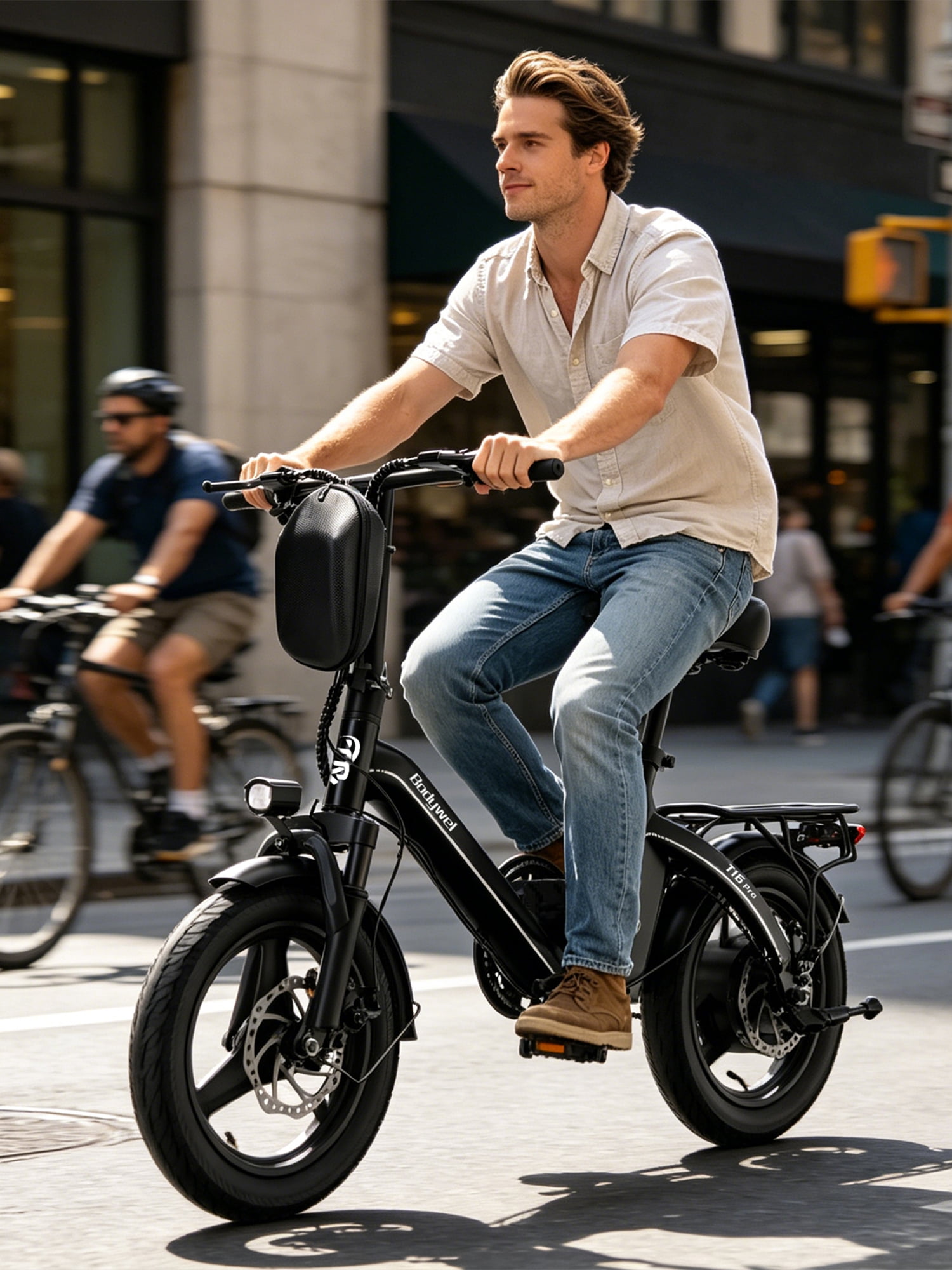Bodywel 14 Inch Folding Electric Bike for Adults, 500W Electric Bicycle with 36V 13Ah, 20MPH, Commuting Mini E Bikes, 25 Miles Range Ebike, UL2849