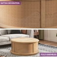 thumbnail image 3 of Dextrus Multifunctional Breeze Round Coffee Table, Rattan Lift-Top Coffee Table, Natural Wood Color, 3 of 5