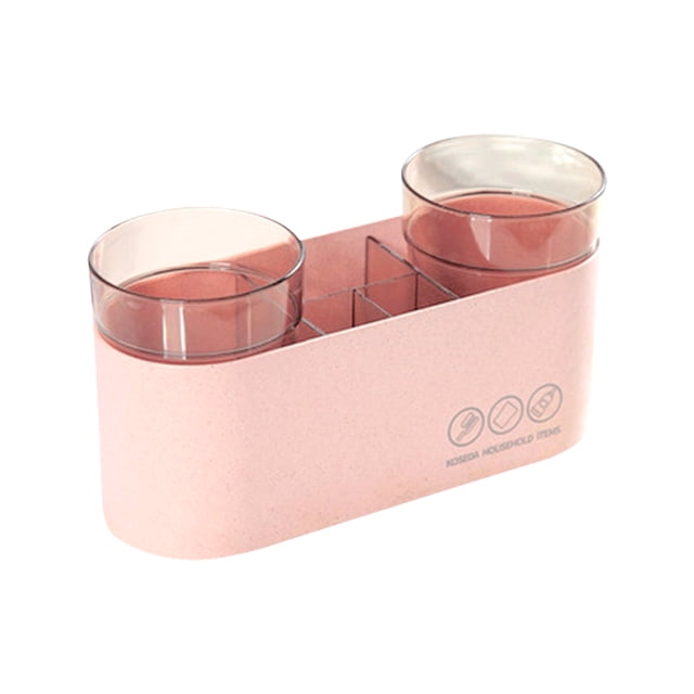 Conjunto de titulares de cepillos de dientes Organizador de paja de trigo Copa de baño Encimera de baño Decoración de dientes Pasta de dientes Hogar para apartamento rosa tipo 2 Speravity HA028156-02
