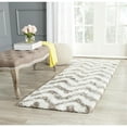 thumbnail image 4 of SAFAVIEH Barcelona Carmella Chevron Stripes Shag Area Rug, Ivory/Silver, 5' x 8', 4 of 6