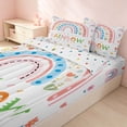 thumbnail image 3 of Erosebridal Kawaii Rainbow Print Zipper Queen Comforter Set with Fitted Sheet and 2 Pillowcases for Girls, Colorful Flower Zipper Bedding Set, Polka Dots Reversible, 3 of 7