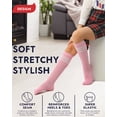 thumbnail image 2 of HUGH UGOLI Knee High Cotton Socks for Girls & Boys, Long Tube School Uniform Socks with Stripes, Soft & Comfortable, Pink, 12-14 Years Old, 4 Pairs, 2 of 6