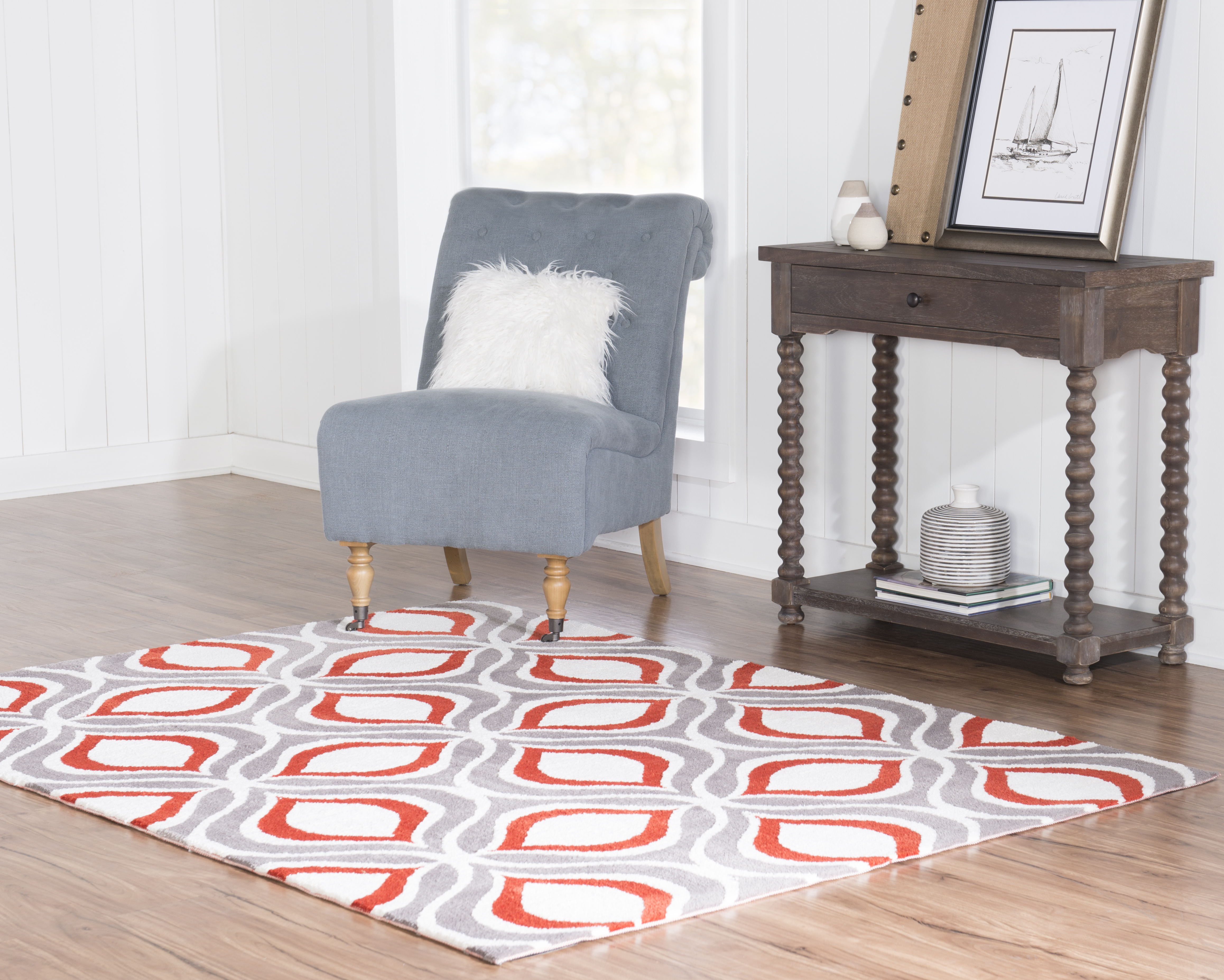Geo Lenox Grey Handtufted Microfiber Area Rug 8x10 Soft Geometric Design