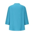 thumbnail image 4 of yunLCZ Womens Long Sleeve Shirts Cotton Linen Shirts For Women Summer Button Down Tops 3/4 Length Sleeve Casual Blouses Oversized Tshirts 2025 Spring Summer Outfits 3771, 4 of 4