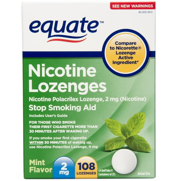 Equate Nicotine Polacrilex Lozenge, 2 mg (nicotine), Stop Smoking Aid