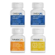 4 Pack Immune Supporting Bundle - (2) OmegaXL 60 Count + TurmericXL + VitaminXL D3 - to Support Optimal Immune Health