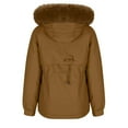 thumbnail image 6 of TFEOQRY Women's Parkas Padded Coats Solid Color Pocket Zipper Thermal Hodded Coat Tops Coffee, 6 of 7