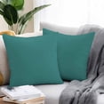 thumbnail image 2 of Throw Pillow Covers 18x18 Inch Set of 2, Dark Blue Waterproof Outdoor Pillow Covers, Rustic Dark Green Solid Color Modern Art Decorative Cushion Pillowcases for Couch, Sofa, Bed, Garden, Patio, 2 of 9