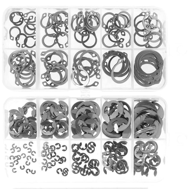 300Pcs E-Clips Assortment Set M1.5-M10 304 Stainless Steel C-Clips Assortment Kit M8-M18 Multifunctional Circlip Snap Rings Assortment Kit 20 Sizes for Furniture