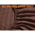 thumbnail image 5 of Sheet Set 6 Piece - 600 Thread Count -100% Egyptian Cotton - 12" Deep Pocket - Super Soft - Chocolate Stripe, Olympic Queen Size., 5 of 7