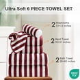 thumbnail image 6 of Jessy Home 6 Piece Wine Red Bath Towel Set for Bathroom-2 Bath Towels,2 Hand Towels,2 Washcloths Soft and Plush Highly Absorbent Towel for Hotel & Spa, 6 of 7