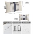 thumbnail image 3 of Pack of 2 Outdoor Lumbar Pillow Covers 11x16 Inch, Midnight Blue Striped Waterproof Throw Pillow Covers Set, Beige Geometric Modern Art Indoor&Outdoor Decorative Cushion Cases for Patio Porch Car, 3 of 7