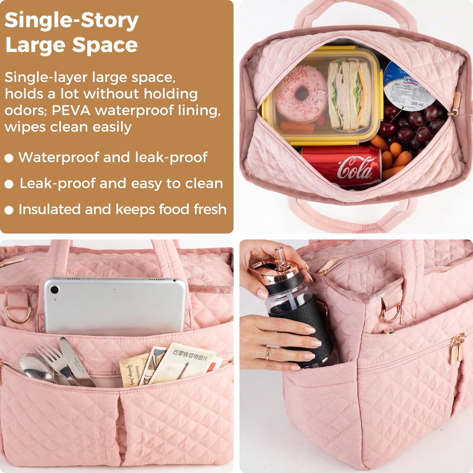 Extra-large Lunch Bag  Box Insulated For Women Tote Soft Cooler Work Outdoor Picnic Trips