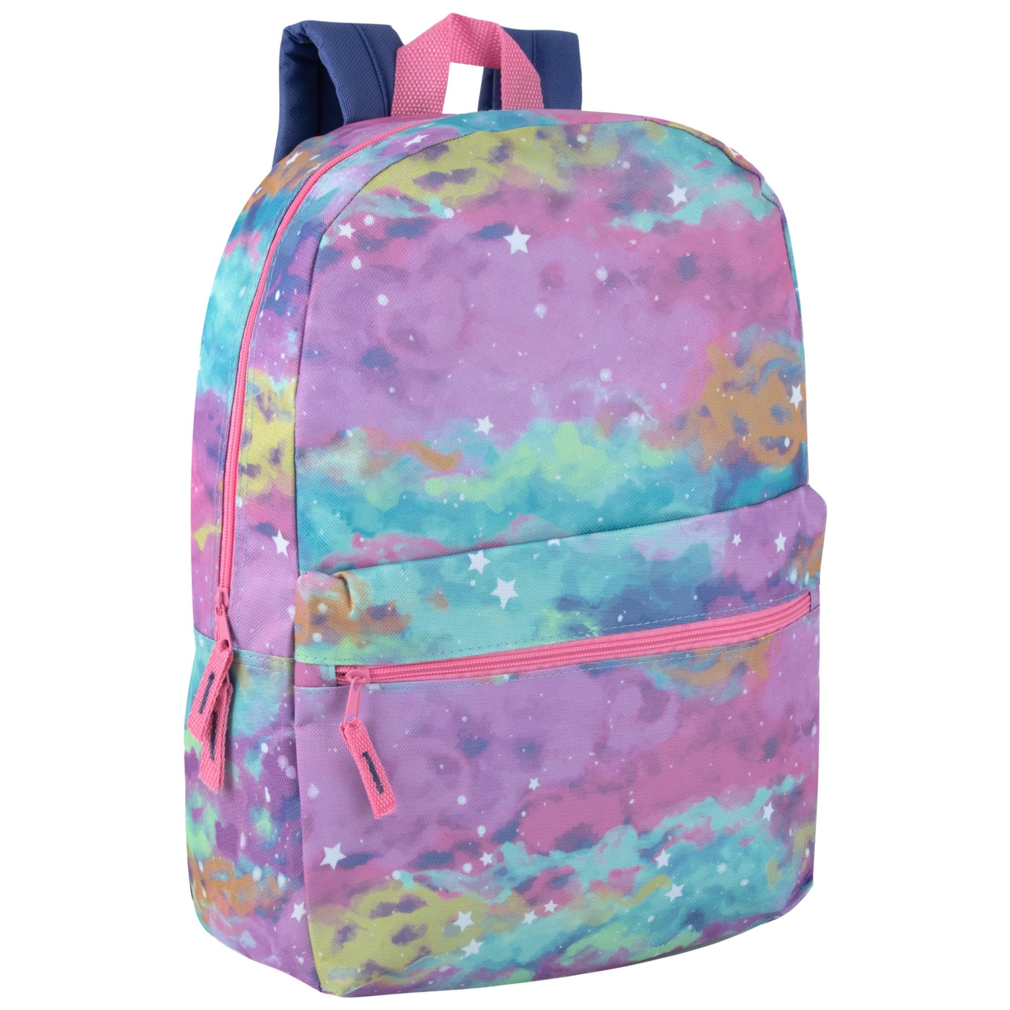 24 Pack of Bulk Wholesale Fun Printed  & Bungee Cord Backpacks for Commuting and Travel in Mixed Color Pack