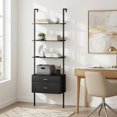 thumbnail image 4 of Demi Bonn 6-Tier Ladder Bookcase, 2 Drawers, Metal Frame, Raised Legs, Home Office Organizer, Black, 4 of 8
