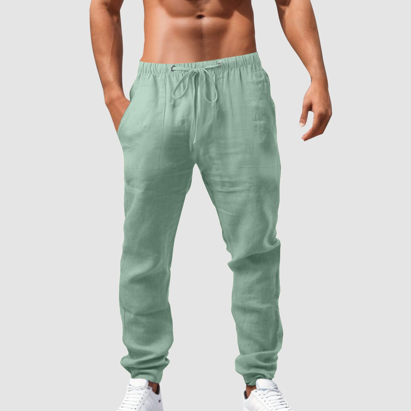 YUHAOTIN Joggers for Men Green Men's Casual Stripe Skinny Pencil Pants  Zipper Elastic Waist Pants Trousers Lined Sweatpants Men Sweatpants Men  Tall