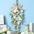 thumbnail image 6 of Handmade Teardrop Swag Wreath 12.2in, Artificial White Rose and Lamb's Ear Spring Decor for Front Door, Cabinet, Wedding, and Easter Holiday Home Decorations, 6 of 8