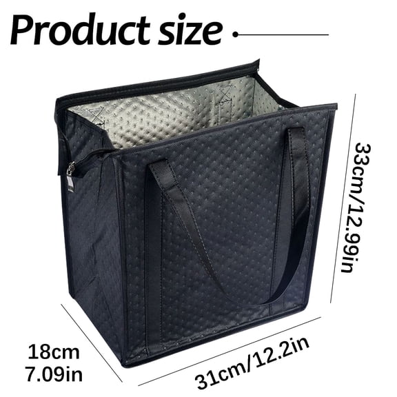 3 Pcs Insulated Grocery Bags, 12.99X12.2X7.09" Large Capacity Cooler Bags, Reusable Shopping Bags, Zippered Thermal Storage Bag, Waterproof Food Container for Picnic Camping and Beach Trips