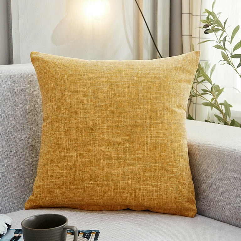 18X18 Pillow Covers Set of 4 Summer Linen Pillow Covers Yellow Throw  Pillows for Couch Sofa Bench Chair Outdoor Square Decorative Pillow Cases