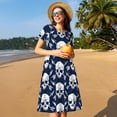 thumbnail image 4 of Easygdp white arrow Skull para Vestido Transpirable de Mujer, Vestido Suelto de Manga Corta con Pliegues y Bolsillos para el Verano, 4 of 6