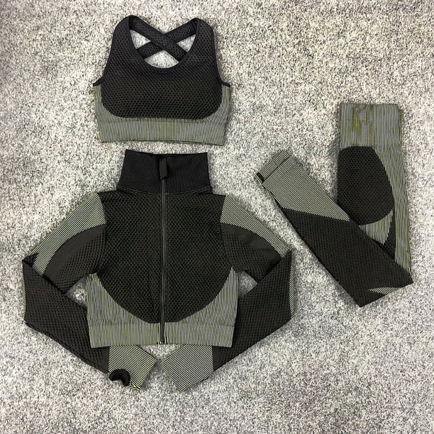 Conjunto de yoga de punto sin costuras para otoño e invierno, conjunto sexy de tres piezas para fitness y caderas de Lulu