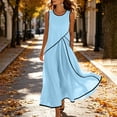 thumbnail image 5 of Sokhug Womens Sleeveless Maxi Dress Round Neck Color Block with Pockets Casual A Line Summer Dresses, 5 of 9