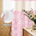 thumbnail image 4 of No Hook Shower Curtain, Pink Christmas Shower Curtains for Bathroom with See Through Top Window, Snowflakes Xmas Winter Retro New Year Waterproof & Washable Bath Curtain 66"x72", 4 of 9