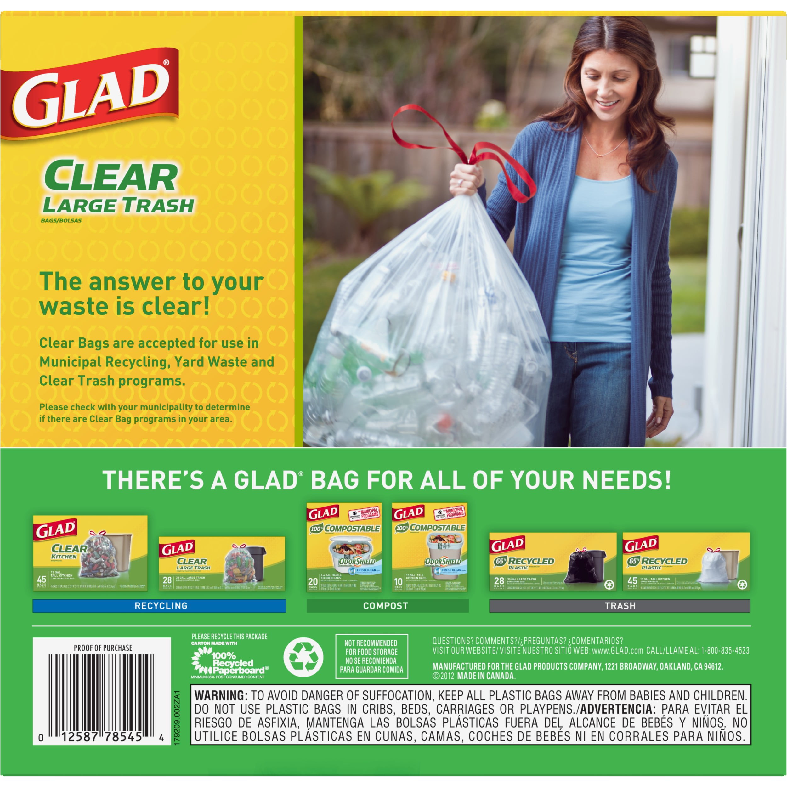 Yuright 30 Gallon Clear Lawn and Leaf Garbage bags with Drawstring, 60  Counts