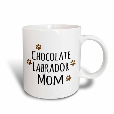 3dRose Chocolate Labrador Dog Mom - Doggie by breed - Lab brown muddy paw prints - doggy lover - pet owner - Ceramic Mug,