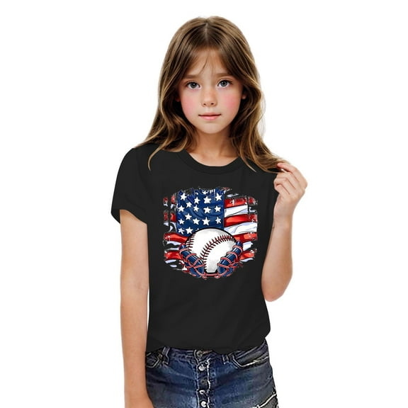 YABCSAZ 4th of July Tops for Girls Boys American Flag Star Kid Outfits Short Sleeve Casual Loose Summer T-shirts Toddler Baby Patriotic Clothes Unisex Shirts Independence Day Tops 1 Years