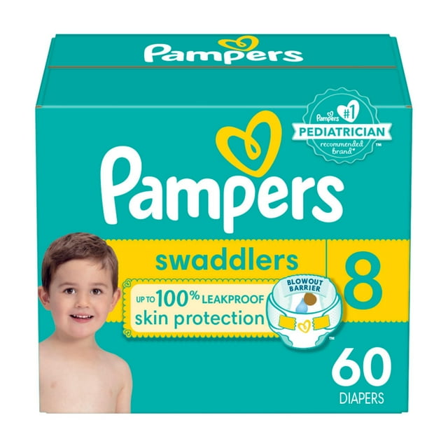 Pañales Pampers, tamaño 8, ultrasuaves, 60 unidades