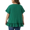 thumbnail image 3 of Agnes Orinda Women's Plus Size Tops Layered Hem Crew Neck Short Sleeve Shirts Flowy Summer Casual Blouse 2X Green, 3 of 5