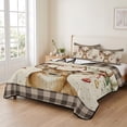 thumbnail image 2 of Quilts Full Size Bedding Set, Christmas Elk Lightweight Quilted Comforter, Xmas Ball Botanical Black Checked Taupe Gingham Reversible Bedspread Coverlet with Pillow Covers for All Season, 78" x 90", 2 of 9
