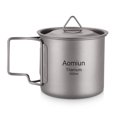 thumbnail image 2 of Aomiun Ultralight Titanium Cup Outdoor Portable 2PCS Cup Set 350ml 650ml Camping Picnic Taza de agua Aomiun Copa de titanio, 2 of 7