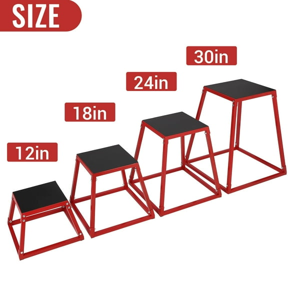 GloryStar Ensemble de Boîtes de Saut Pliométriques, Plateformes Plio en Acier Robustes de 12/18/24 Pouces avec Surface Antidérapante pour Gym à Domicile