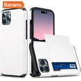 thumbnail image 3 of Bananq - Funda para teléfono con ranura para tarjetas deslizante para iPhone 16, 15, 14 Plus, 13, 12 Mini, 11 Pro Max, a prueba de golpes, tipo billetera y tarjetero, 3 of 5