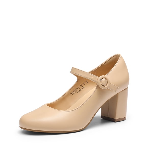 Zapatos DREAM PAIRS Mary Jane con Tacón Grueso de 7 cm Nude