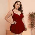 thumbnail image 5 of AURA Plus Size One Piece Swim Dress L 4XL Modest Tummy Control Solid Color Swimwear Women Summer Beach, 5 of 7