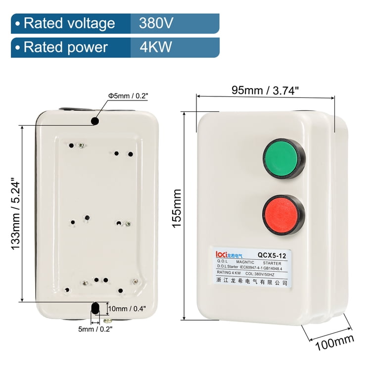 uxcell Magnetic Start, 380V 4KW 5HP, Magnetic Switch Motor Start
