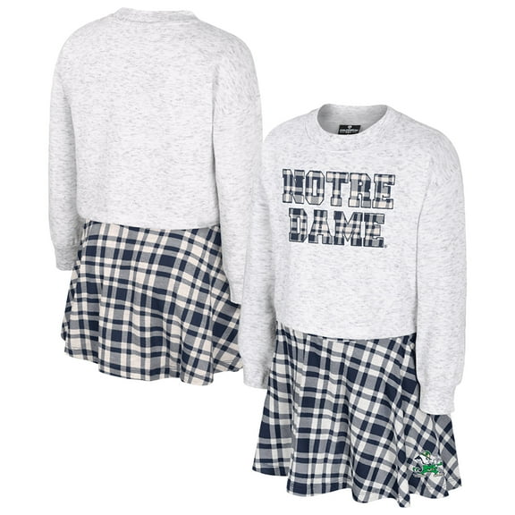 Girls Youth Colosseum Gray Notre Dame Fighting Irish Marceline Plaid Skirt and Top Set