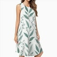 thumbnail image 2 of Seafoam Green Leafy Floral Pattern Dress Loose Women'S Dress Beach Dresses With Pockets Dresses For Womens, 2 of 4