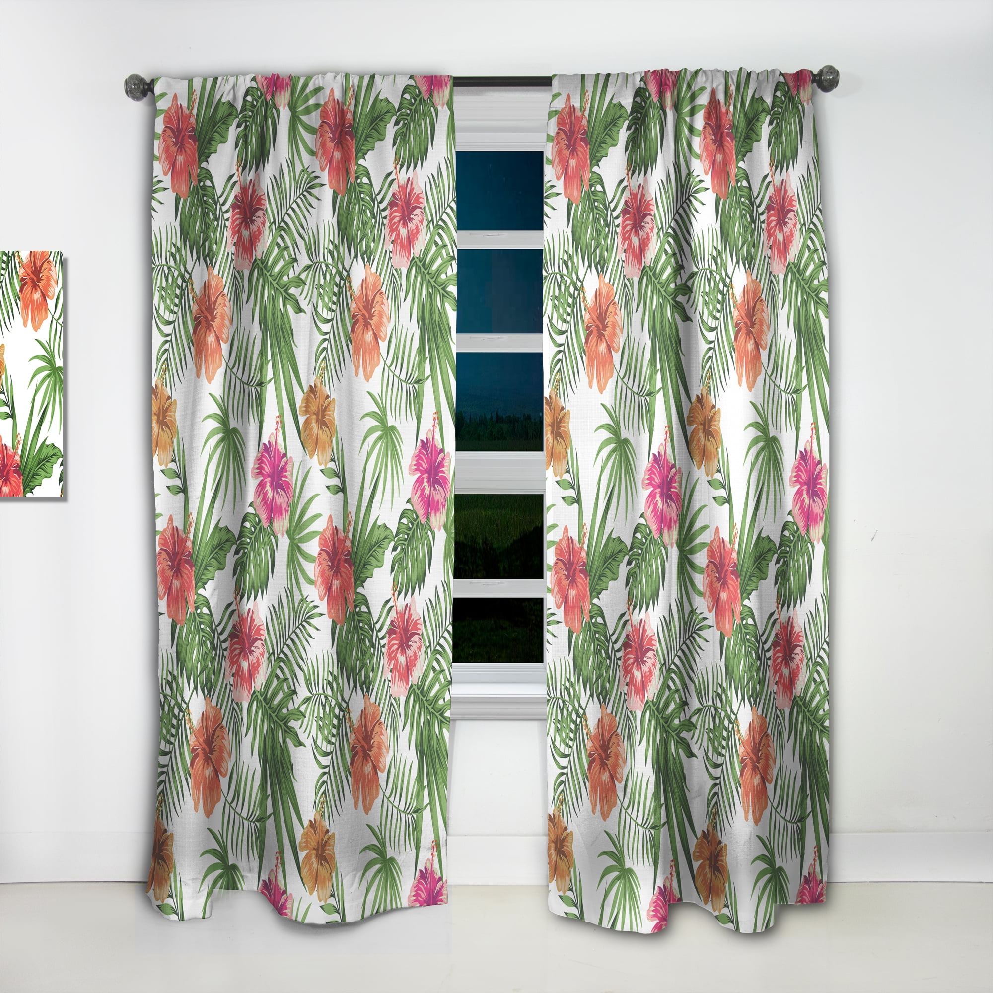 Designart 'Flowers and Tropical Botanicals II' Mid-Century Modern Curtain Panel