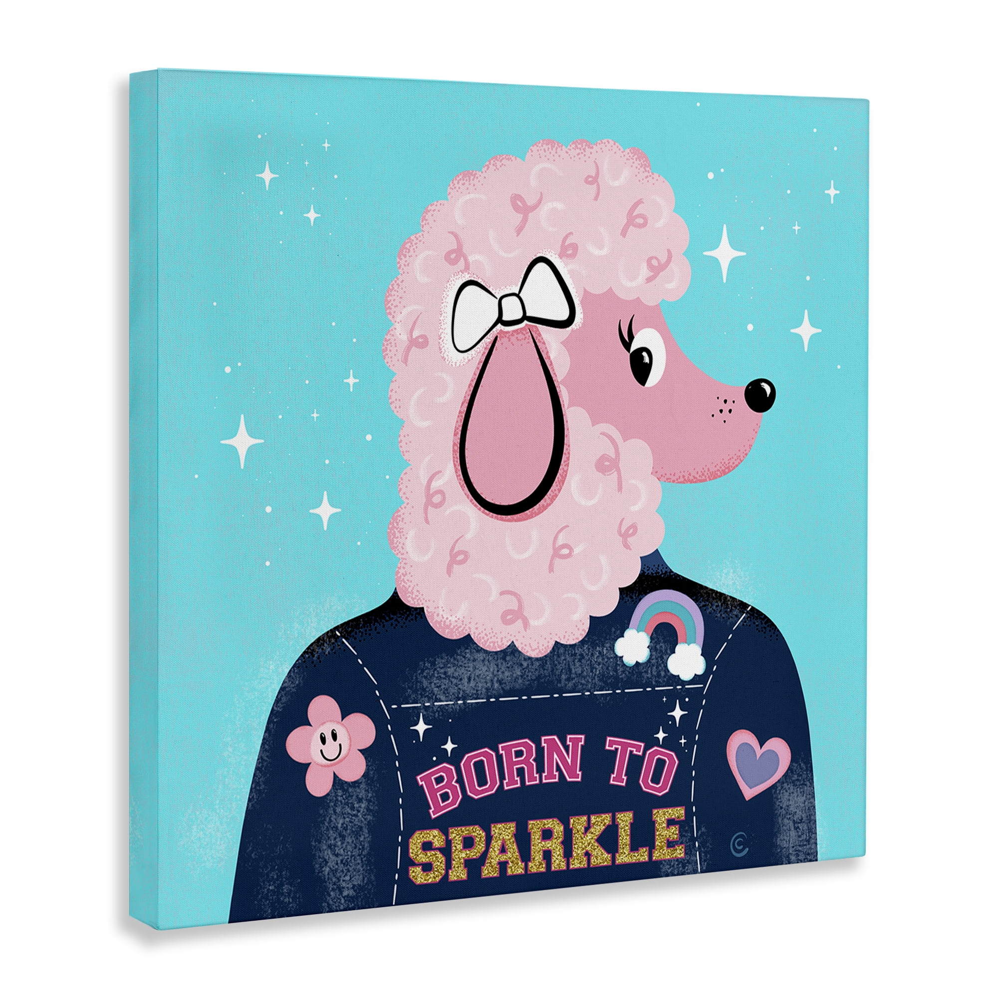 Stupell Industries Born To Sparkle Poodle Animals Painting Wrapped Canvas Art Print Wall Art, 24 x 24