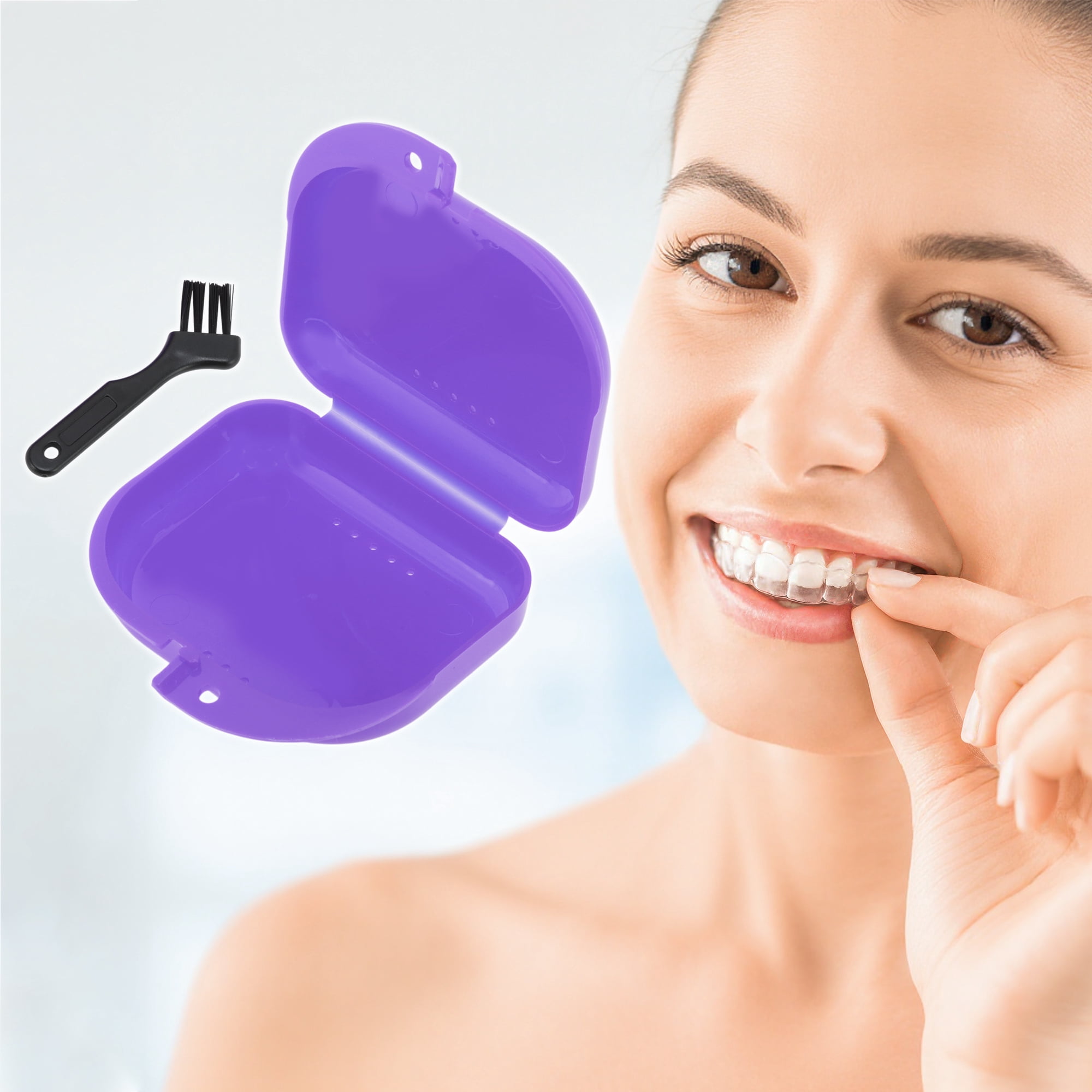 Unique Bargains Mini Braces Box with Brush 1 Set Purple