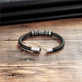 thumbnail image 2 of Black Leather Bracelet and Stainless Steel Beads, 2 of 6