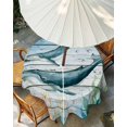 thumbnail image 3 of Outdoor Tablecloth with Umbrella Hole, Coastal Whale Spillproof Waterproof Outdoor Table Cover, Farmhouse Nautical Marine Life Starfish Patio Tablecloths for Party/Garden/Picnic, Round 54 inch, 3 of 9